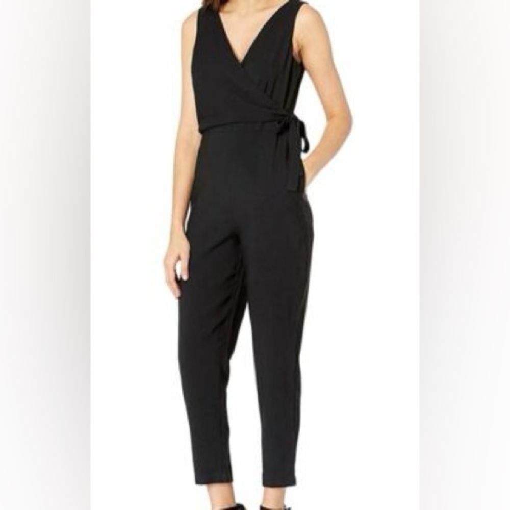 Theory Black Pant Jumpsuit, Wrap Sleeveless